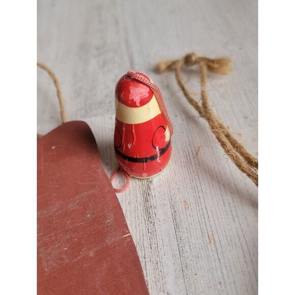 Santa Claus paint brush rustic wooden variety ornament Xmas set - Picture 12 of 12